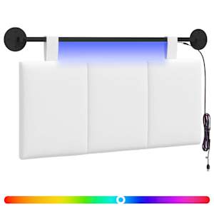 Závěsné čelo postele S LED osvětlením Bílá Textil - obrázek 2