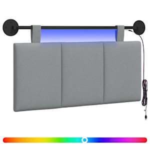 Závěsné čelo postele S LED osvětlením Světle šedá Textil - obrázek 2