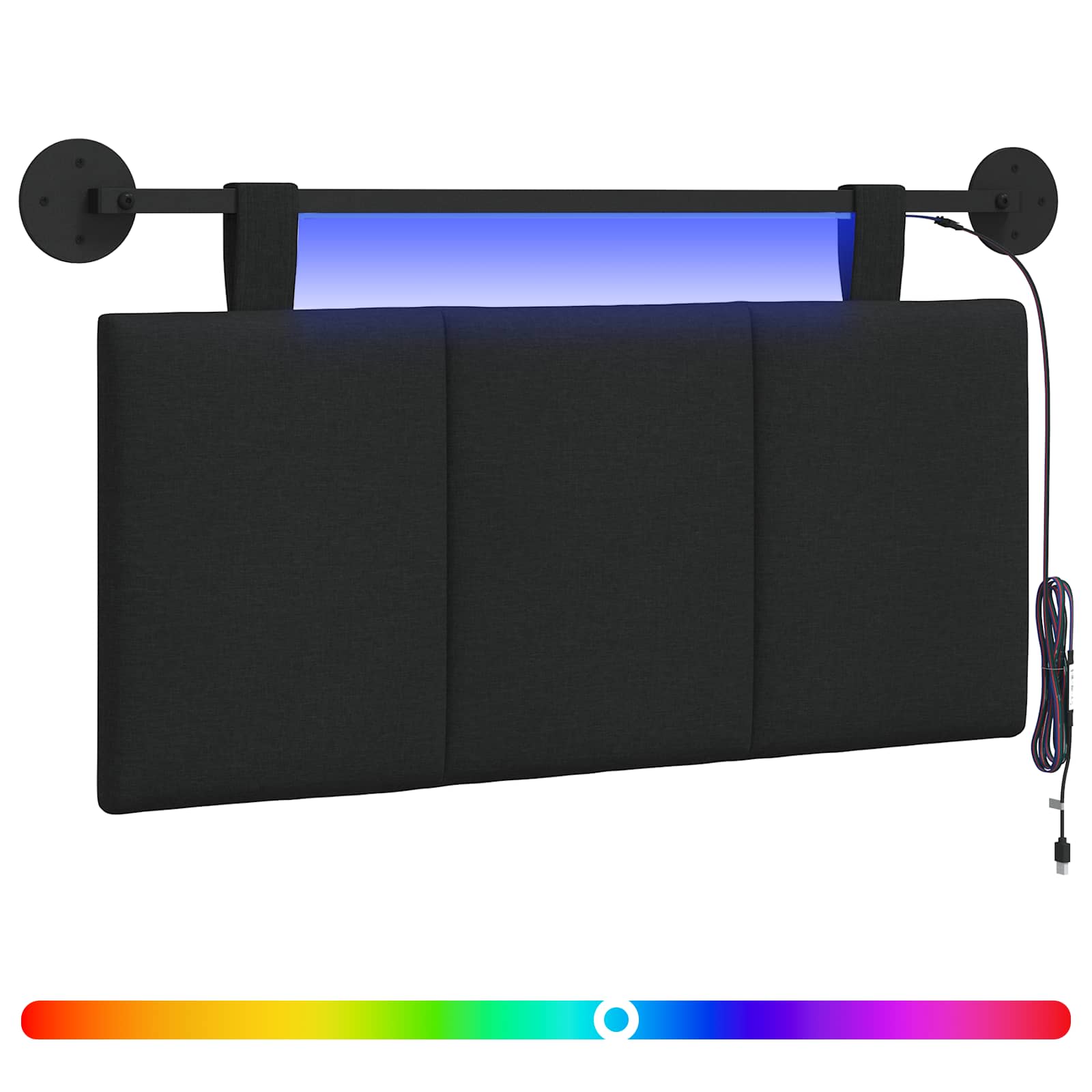 vidaXL Hangend hoofdbord Zwart Fluweel, foto 3