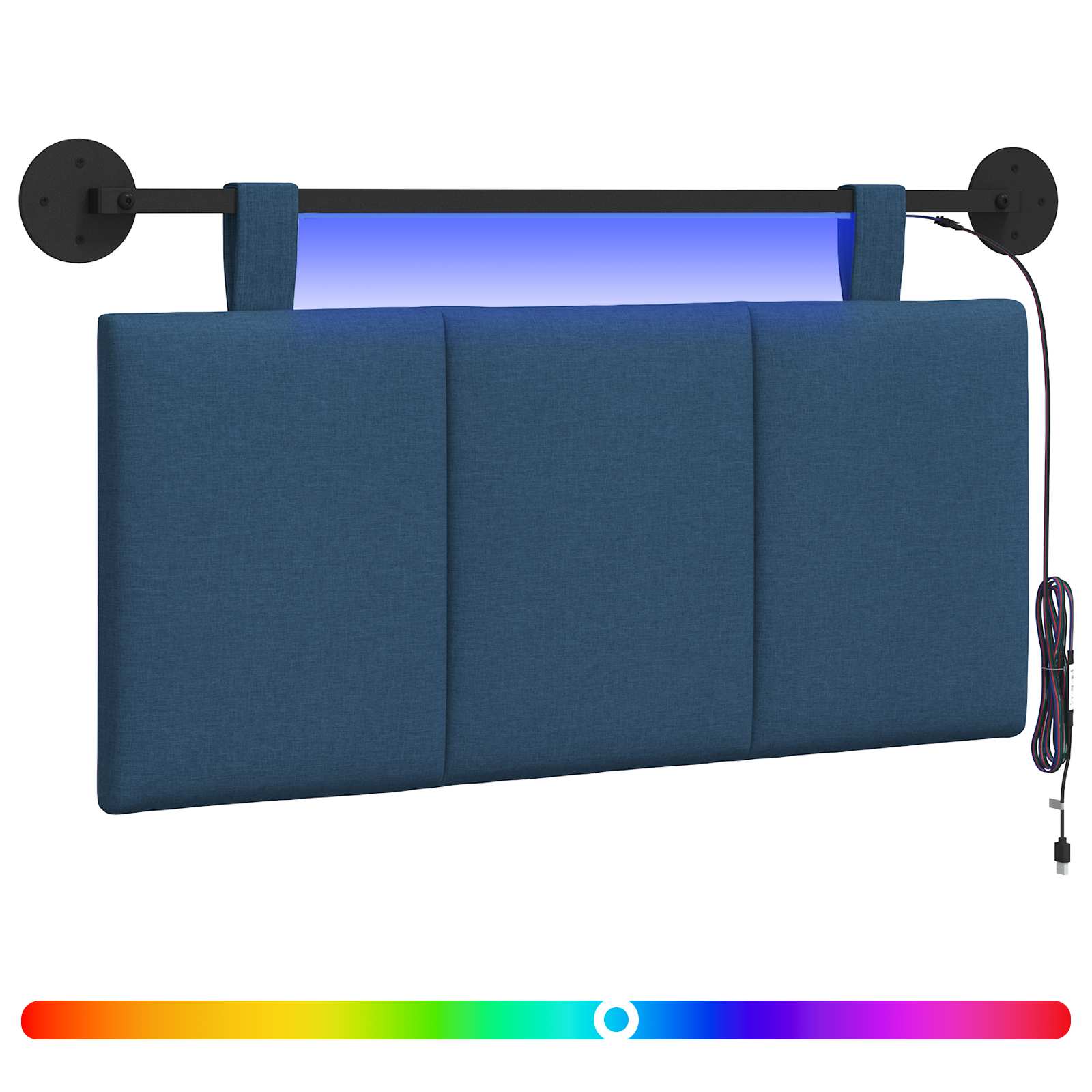 vidaXL Hangend hoofdbord Blauw Fluweel, foto 3
