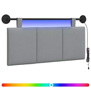 Závěsné čelo postele S LED osvětlením Světle šedá Textil - obrázek 2
