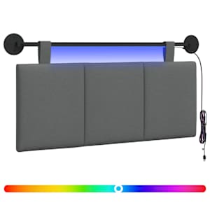 Závěsné čelo postele S LED osvětlením Tmavě šedá Textil - obrázek 2