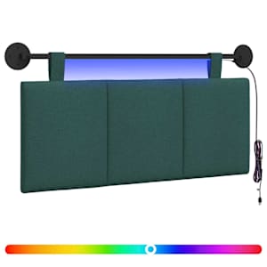 Závěsné čelo postele S LED osvětlením Tmavě zelená Textil - obrázek 2