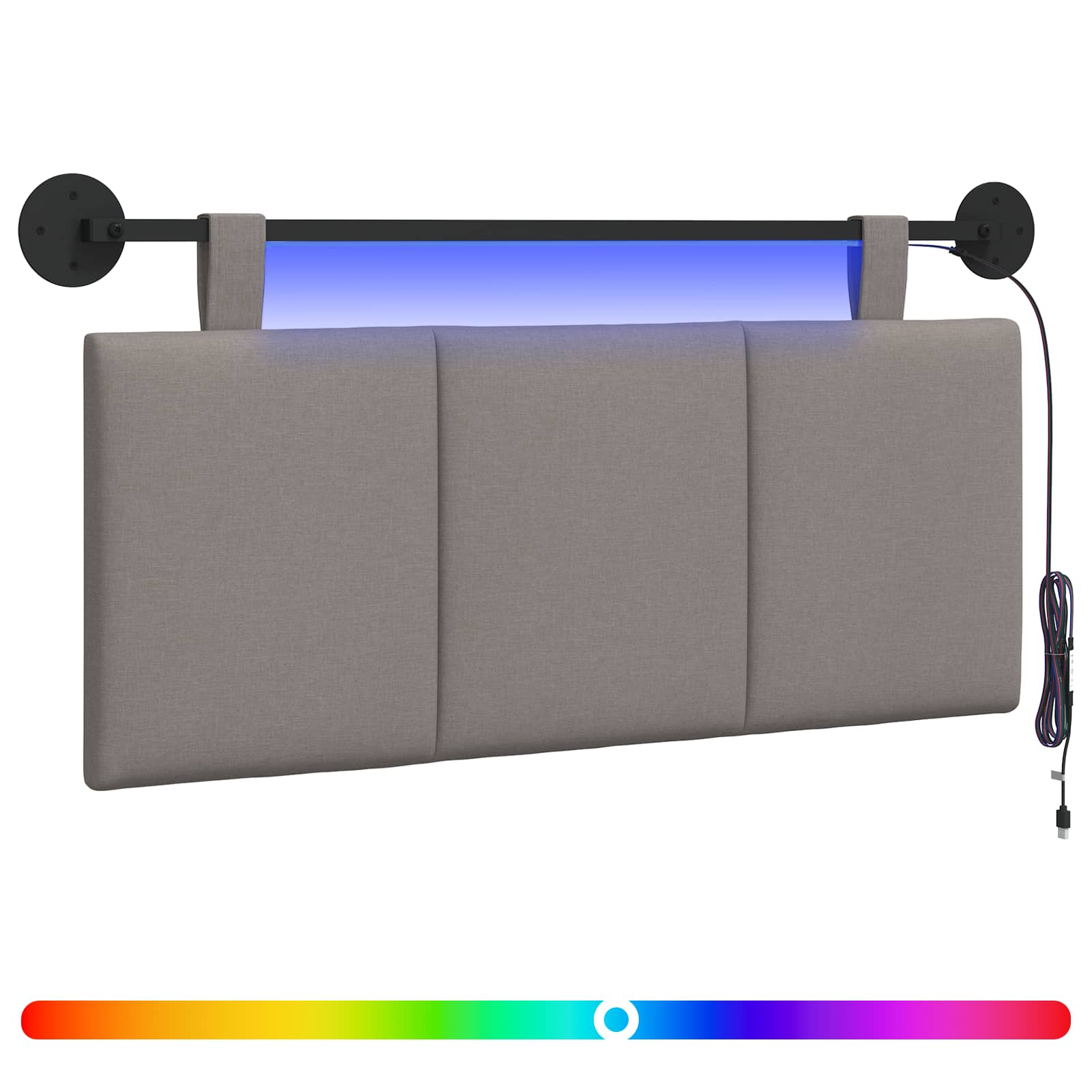 vidaXL Hangend hoofdbord Taupe Fluweel, foto 3