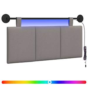 Závěsné čelo postele S LED osvětlením Taupe Textil - obrázek 2