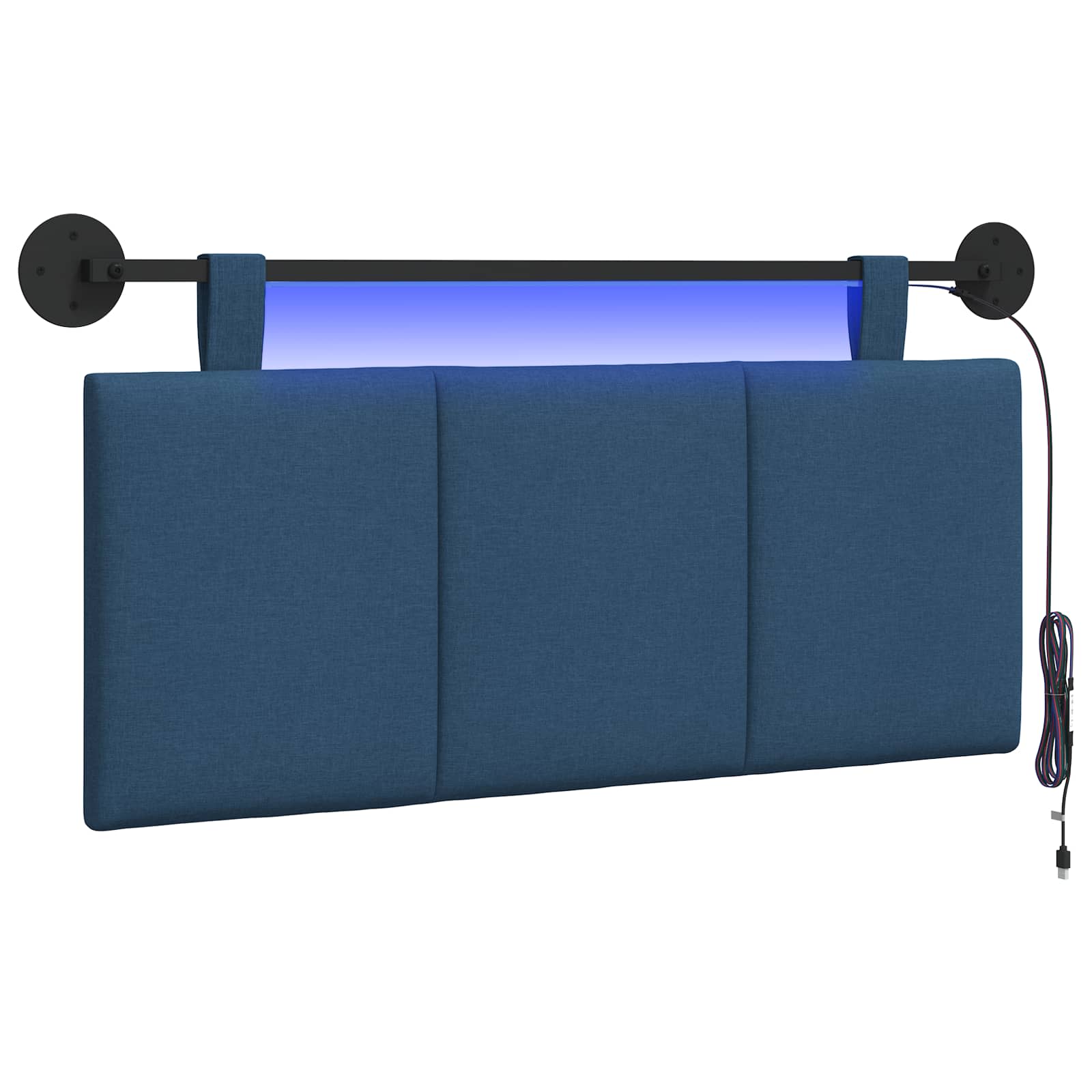 vidaXL Hangend hoofdbord Blauw Fluweel, foto 3