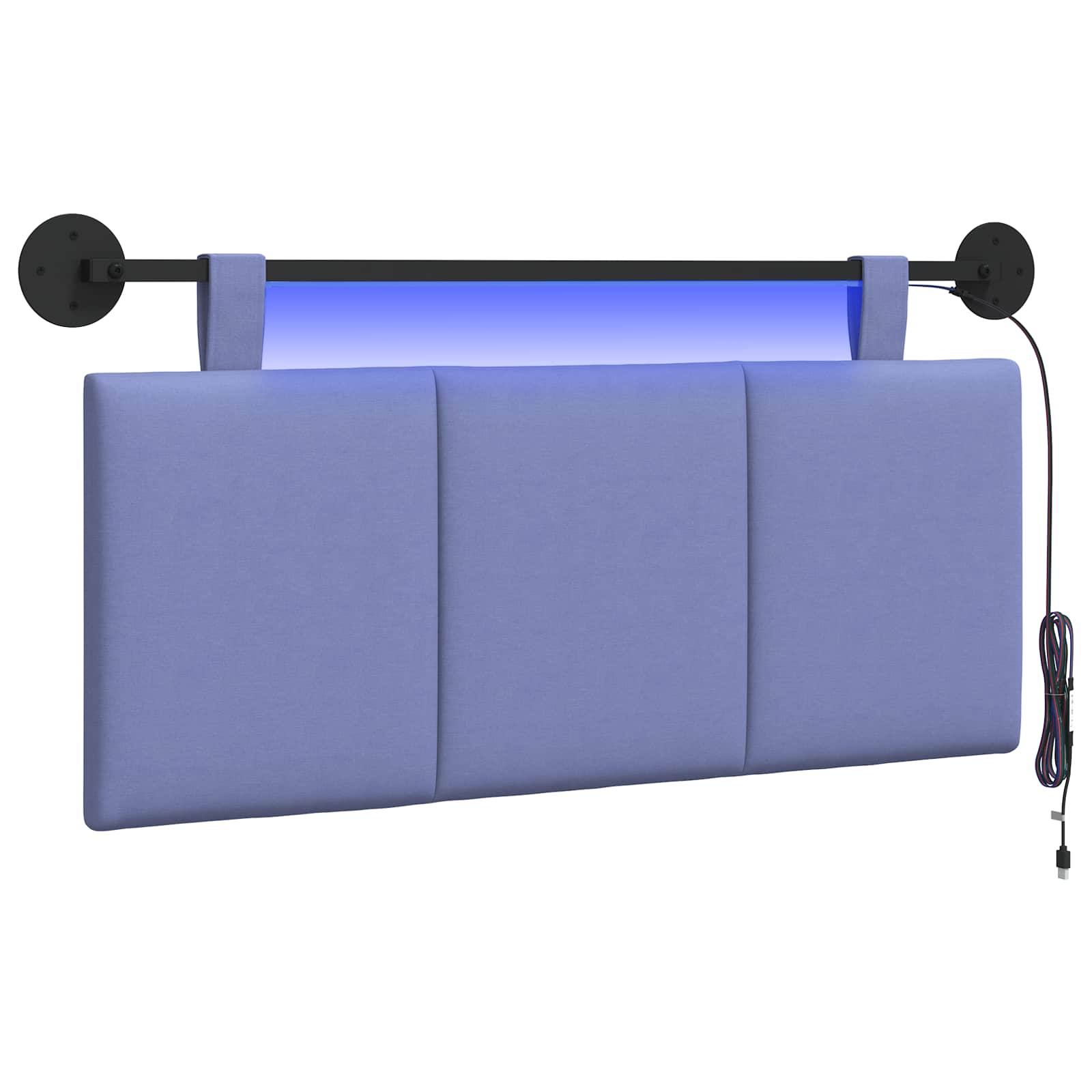 vidaXL Hangend hoofdbord Jeans Blauw Fluweel, foto 3