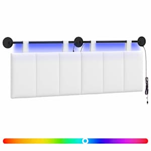 Závěsné čelo postele S LED osvětlením Bílá Textil - obrázek 2