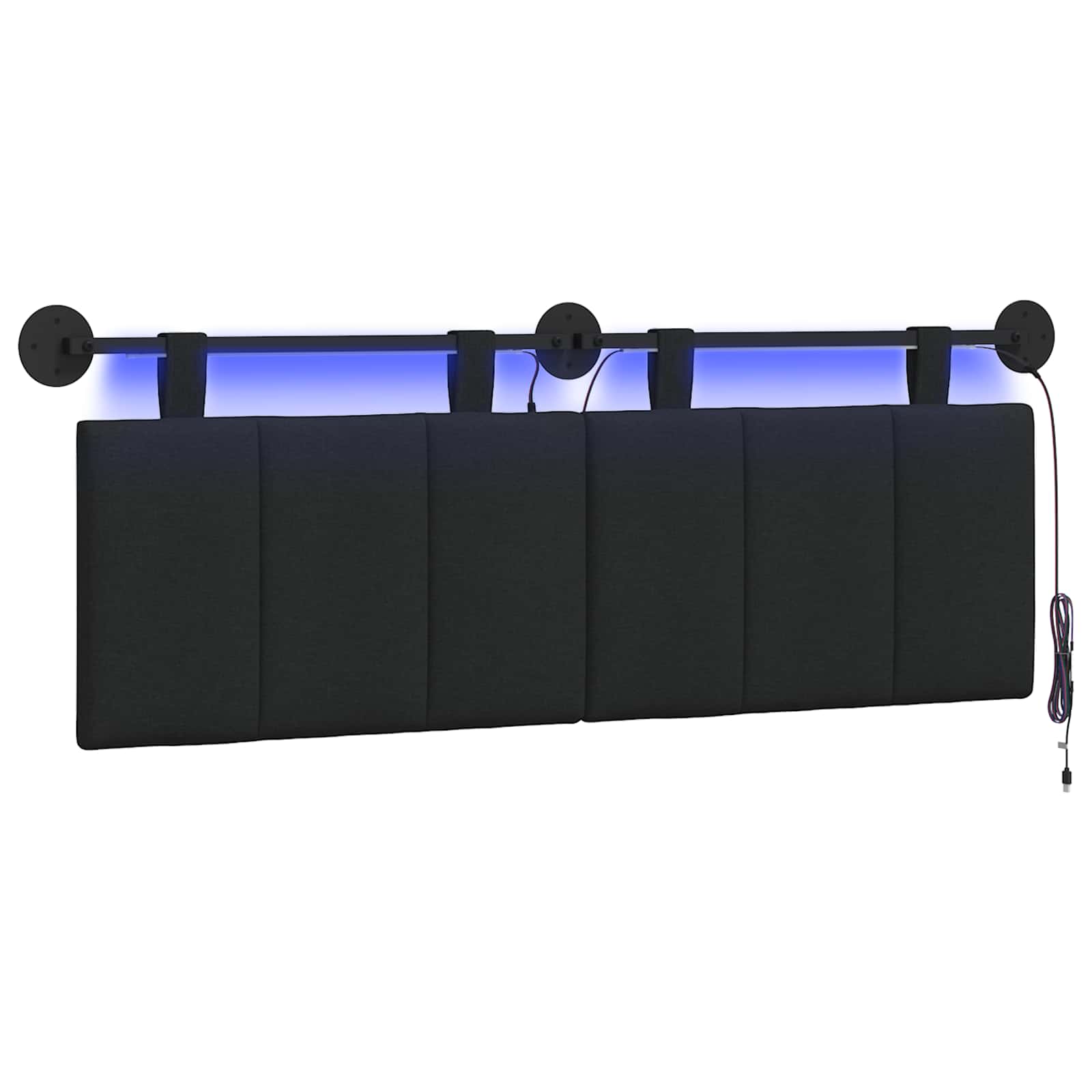 vidaXL Hangend hoofdbord Zwart Fluweel, foto 3
