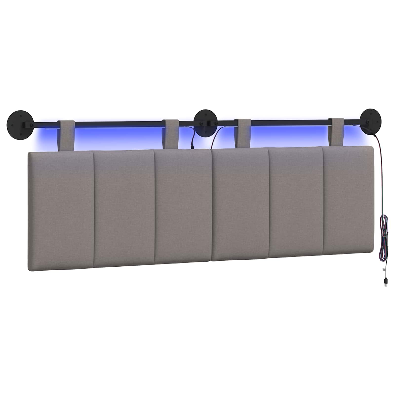 vidaXL Hangend hoofdbord Taupe Fluweel, foto 3