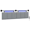 vidaXL Rippuv voodipeats LED-valgustusega Helehall kangas