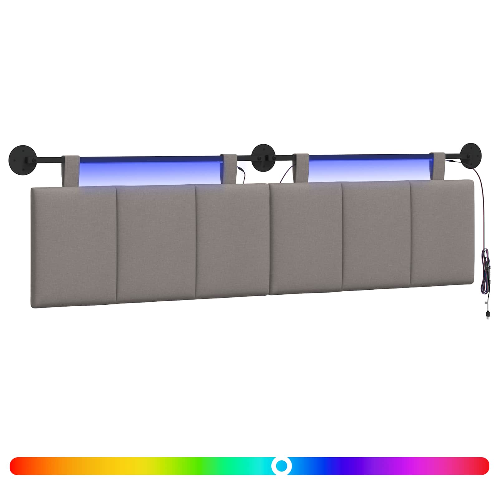 vidaXL Hangend hoofdbord Taupe Fluweel, foto 3
