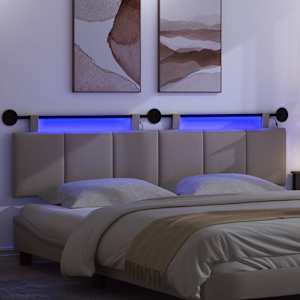Závěsné čelo postele S LED osvětlením Taupe Textil - obrázek 5