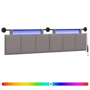 Závěsné čelo postele S LED osvětlením Taupe Textil - obrázek 2