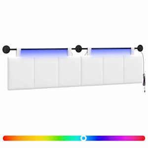 Závěsné čelo postele S LED osvětlením Bílá Textil - obrázek 2