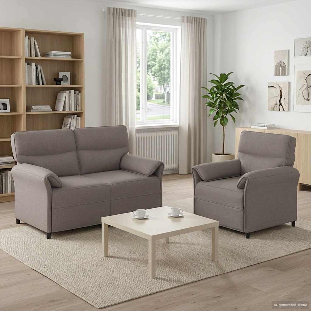 vidaXL Kavčna garnitura 2 kos Taupe Blago