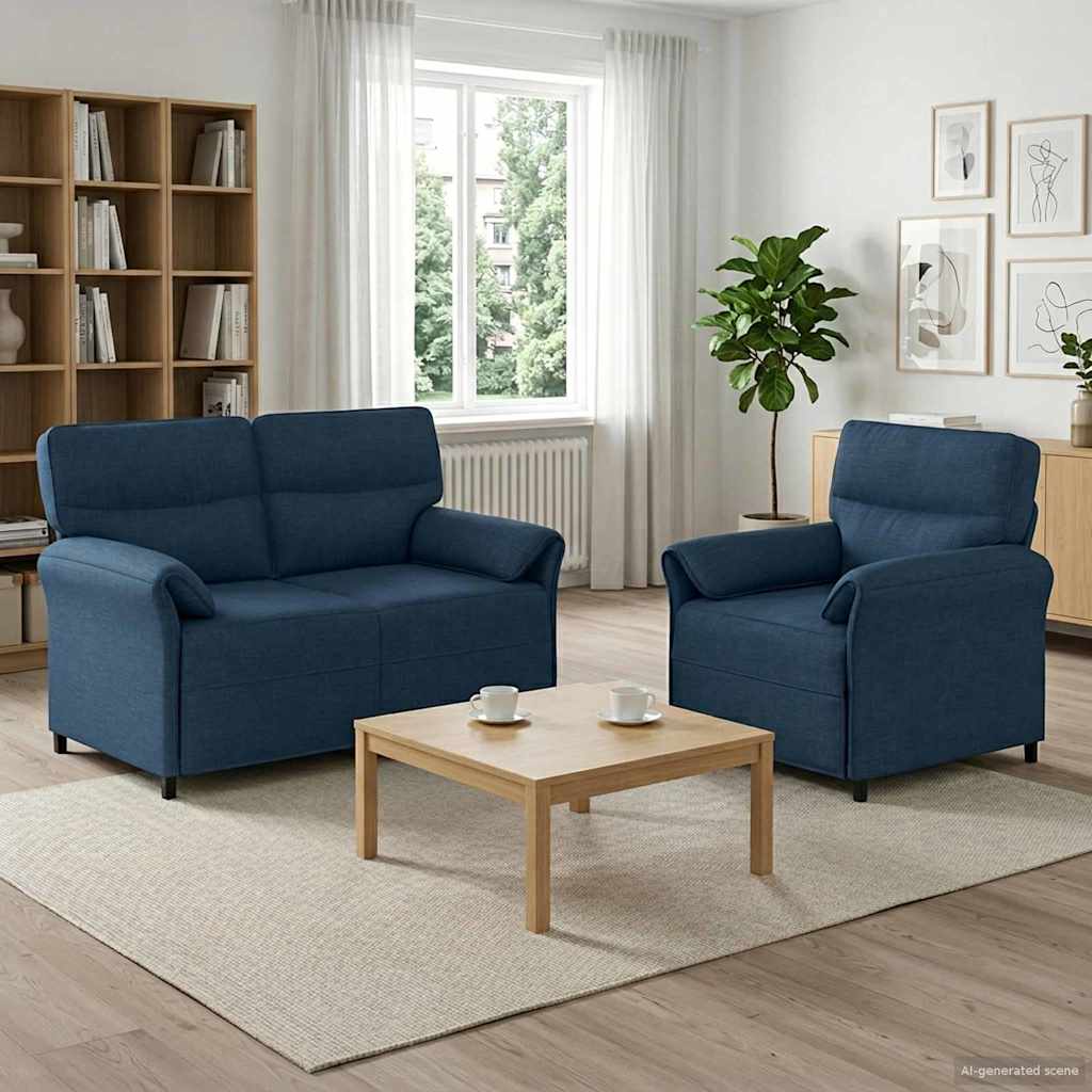 vidaXL Bankstel 2 st Blauw Stof