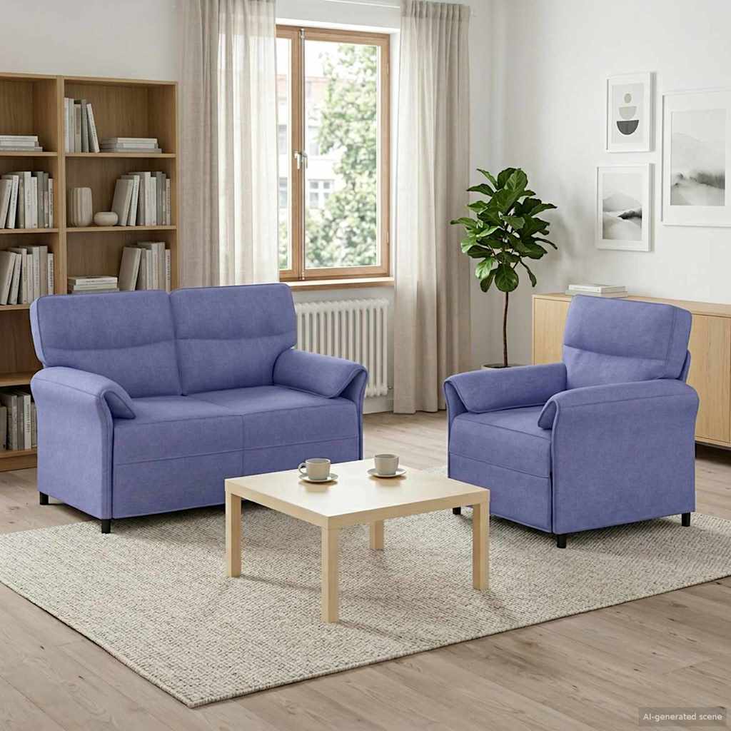 Sofasæt i stof 2 stk. 1- og 2-personers - jeansblå