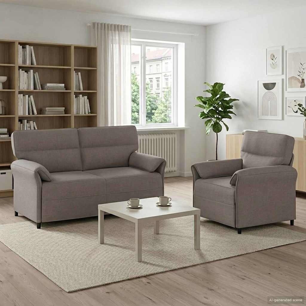 vidaXL Kavčna garnitura 2 kos Taupe Blago