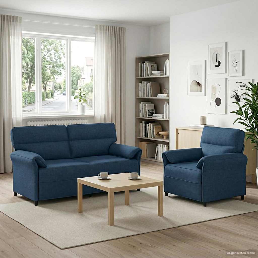 vidaXL Bankstel 2 st Blauw Stof