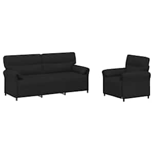 Set pohovek 2 ks Černá Textil - obrázek 2