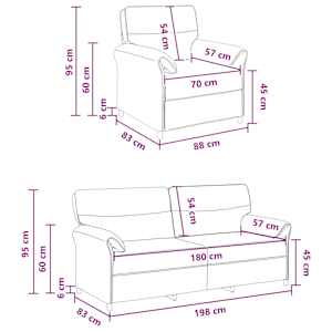 Set pohovek 2 ks Černá Textil - obrázek 9