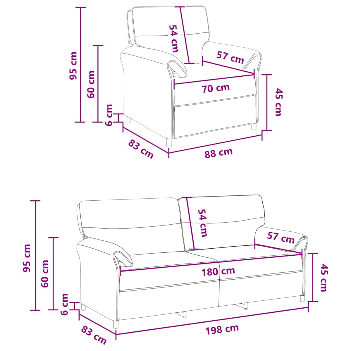 Sofa Sæt 2 stk. Stof - Billede 9