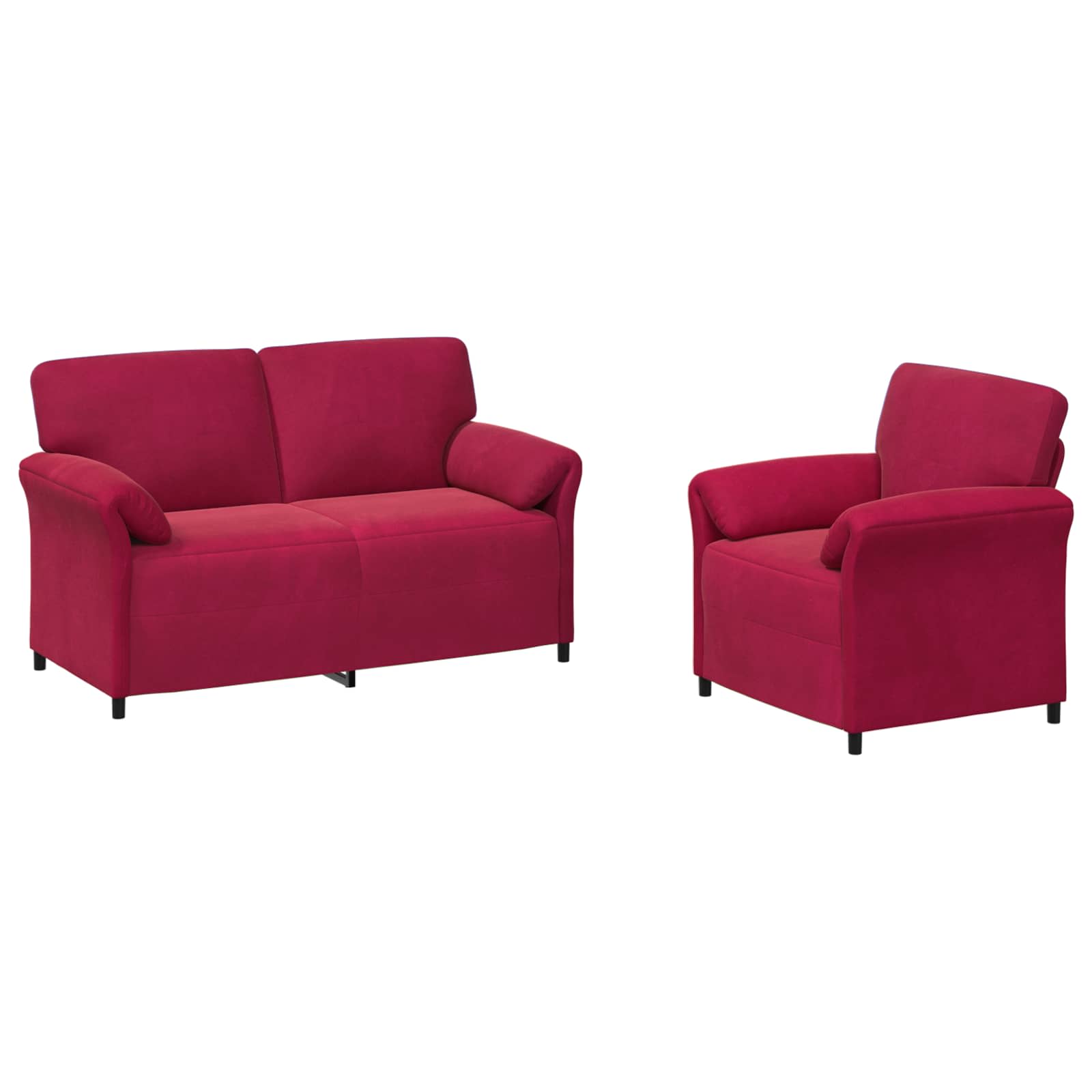 Комплект дивани 2 бр. Виненочервен Кадифе – снимка 2