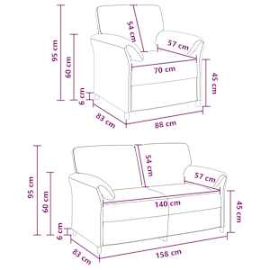 Set pohovek 2 ks Černá Samet - obrázek 9