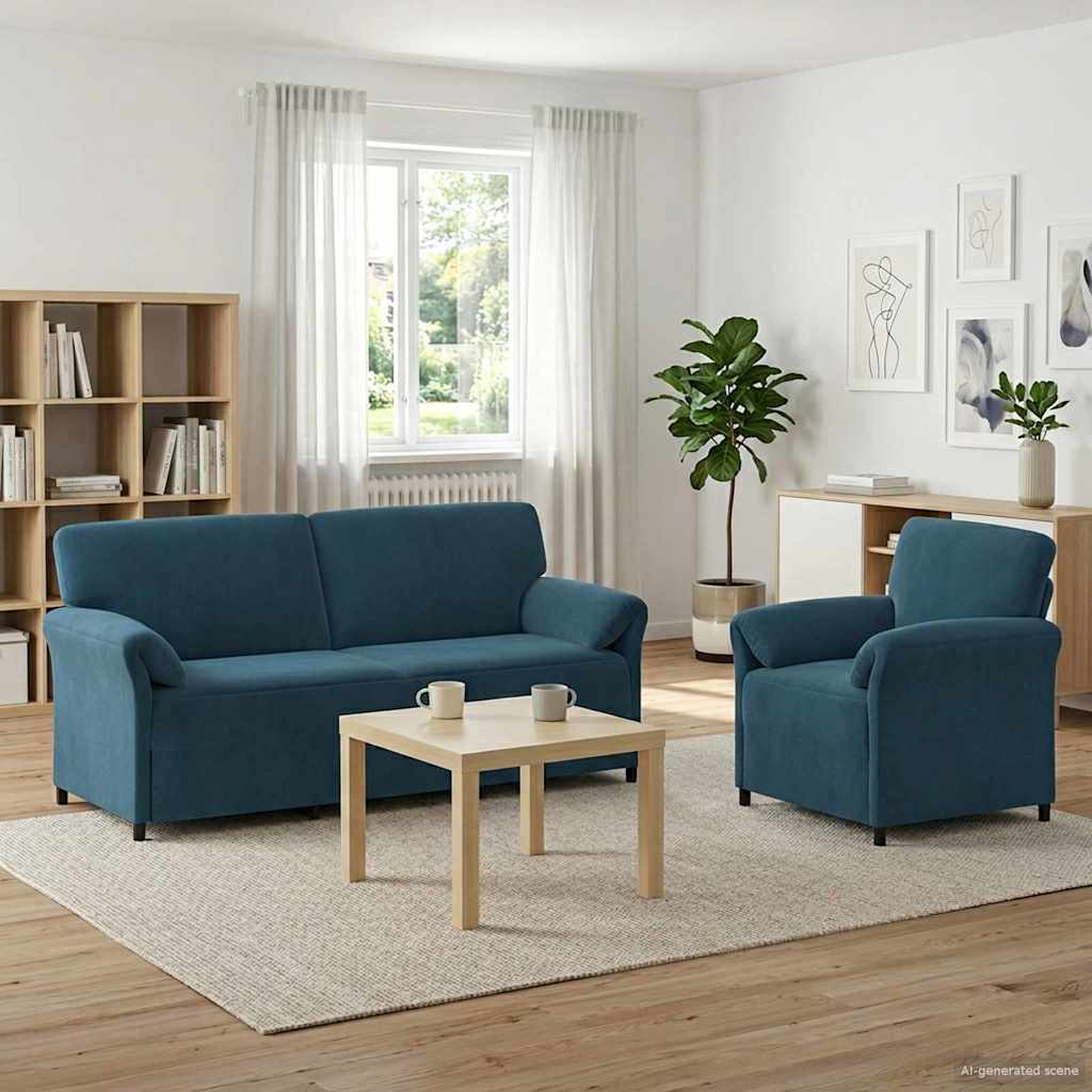 vidaXL Bankstel 2 st Blauw Fluweel