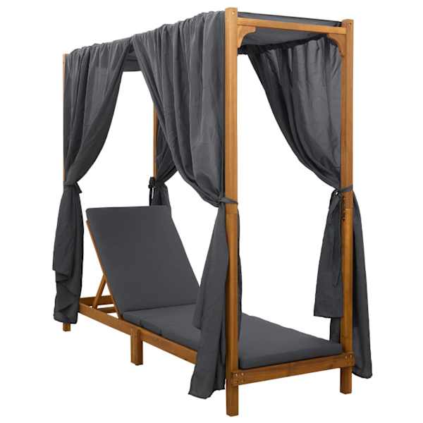 vidaXL &Uuml;ksik p&auml;ikese lounger ventileerimise ja kardinatega Tumehall