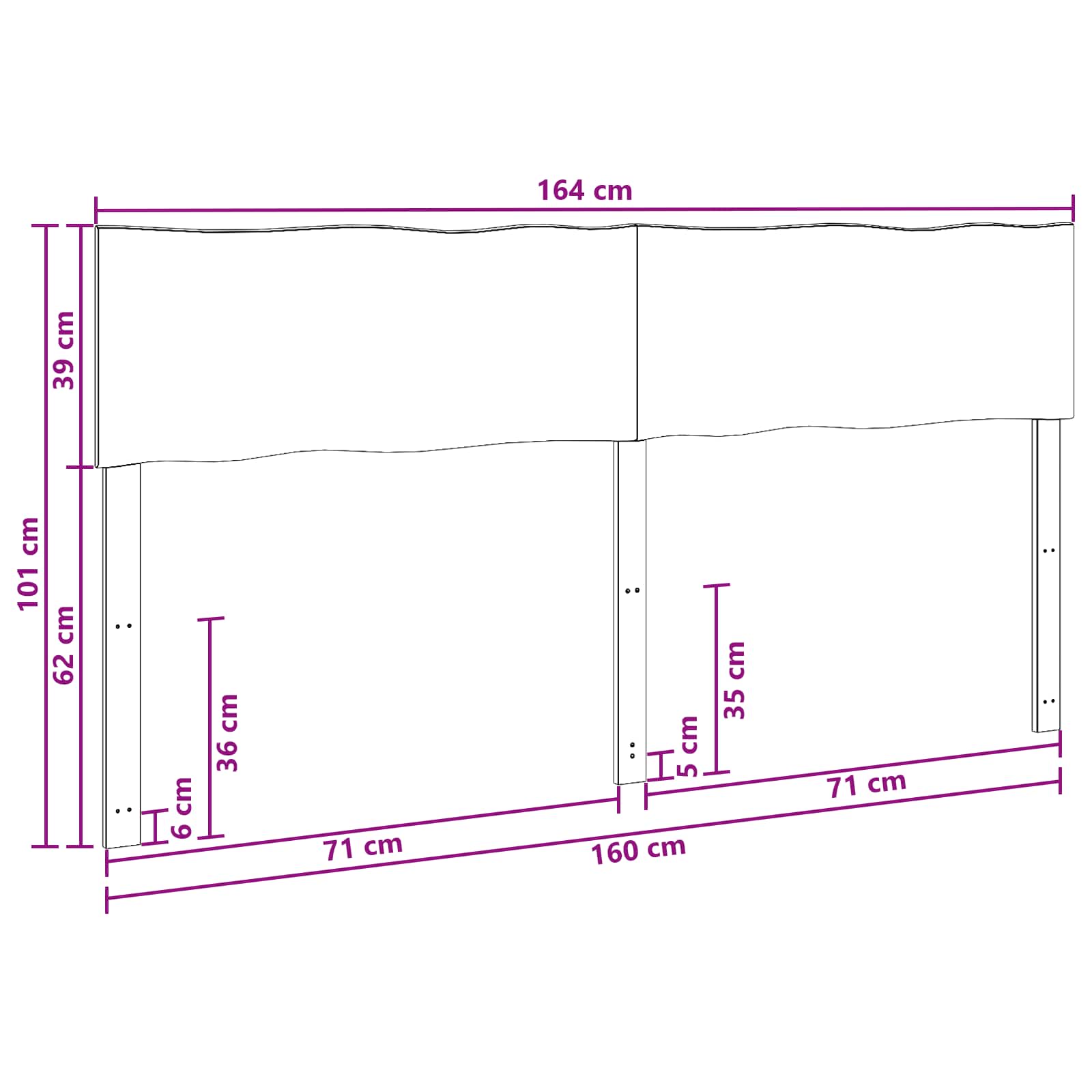 Live Edge Hoofdbord ROSTOCK Wit 160 cm Massief Acaciahout image 7