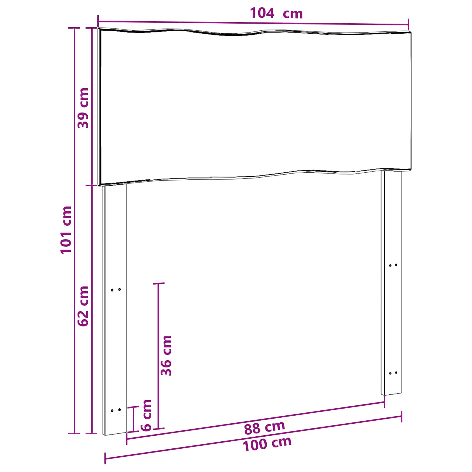 Luonnollinenreunainen sängynpääty ROSTOCK Tumma ruskea 100 cm - Image 7