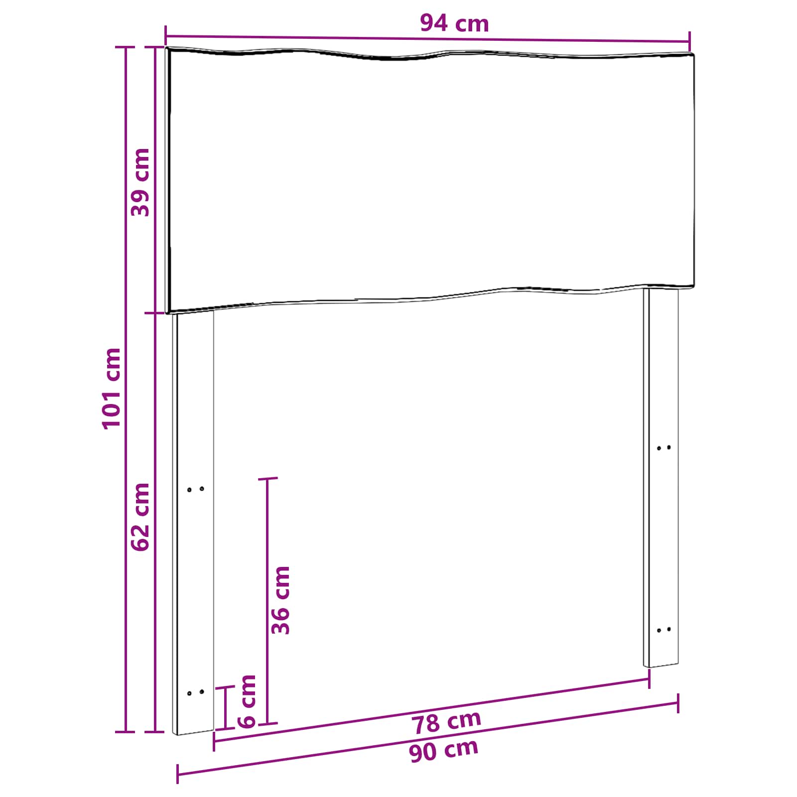 Luonnollinenreunainen sängynpääty ROSTOCK Luonnollinen 90 cm - Image 7