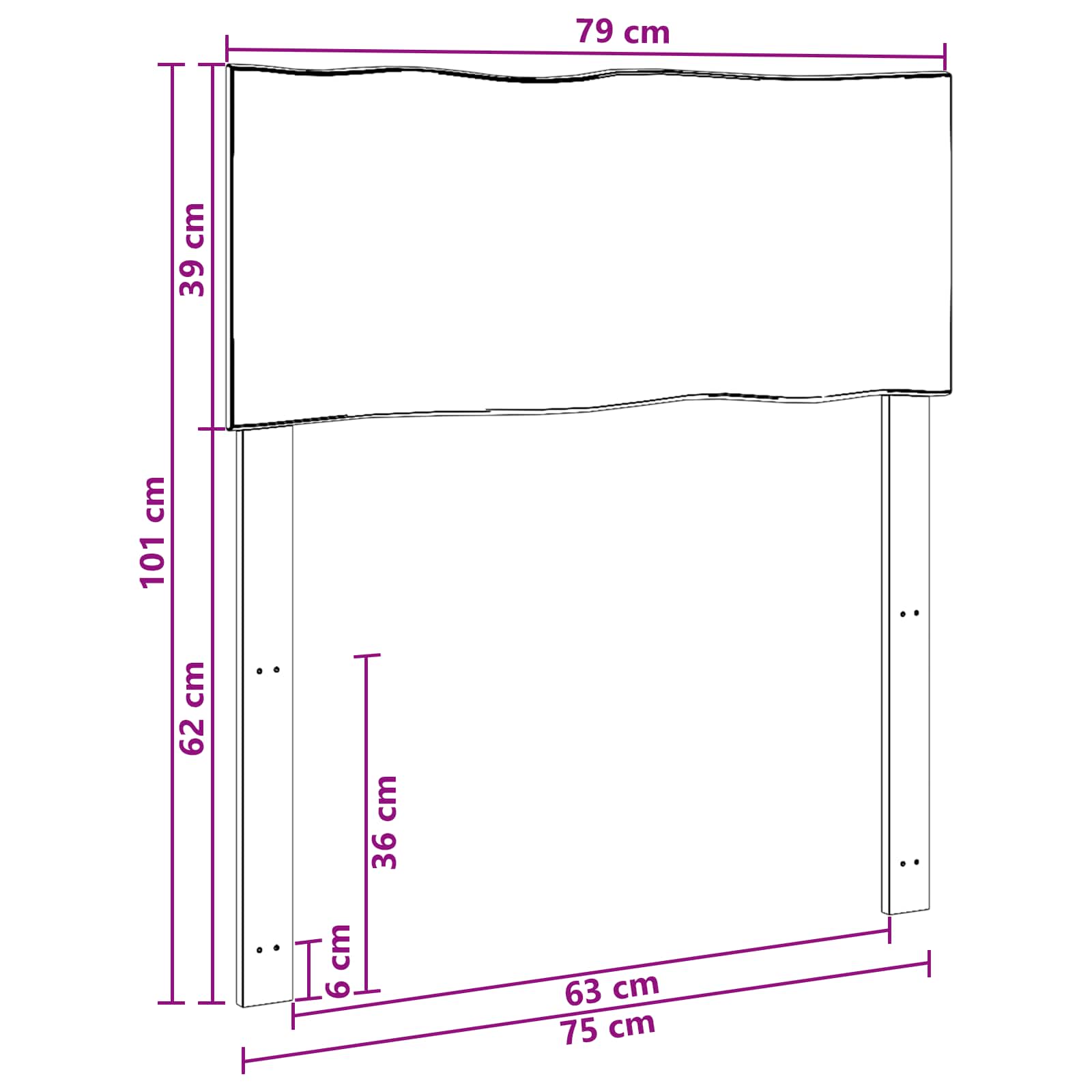 Luonnollinenreunainen sängynpääty ROSTOCK Tumma ruskea 75 cm - Image 7