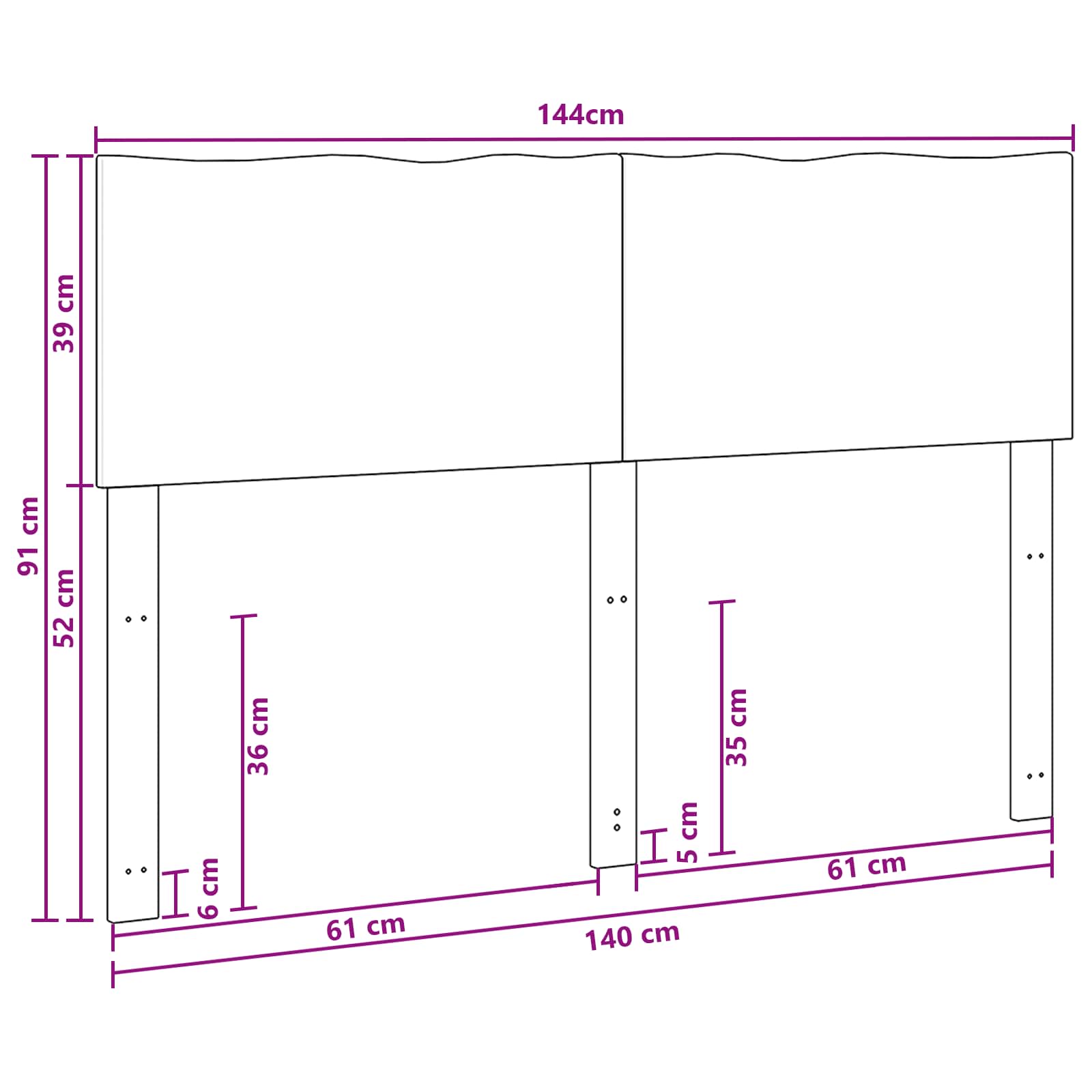 Luonnonreunainen sängynpääty ROSTOCK valkoinen 140 cm - Image 7