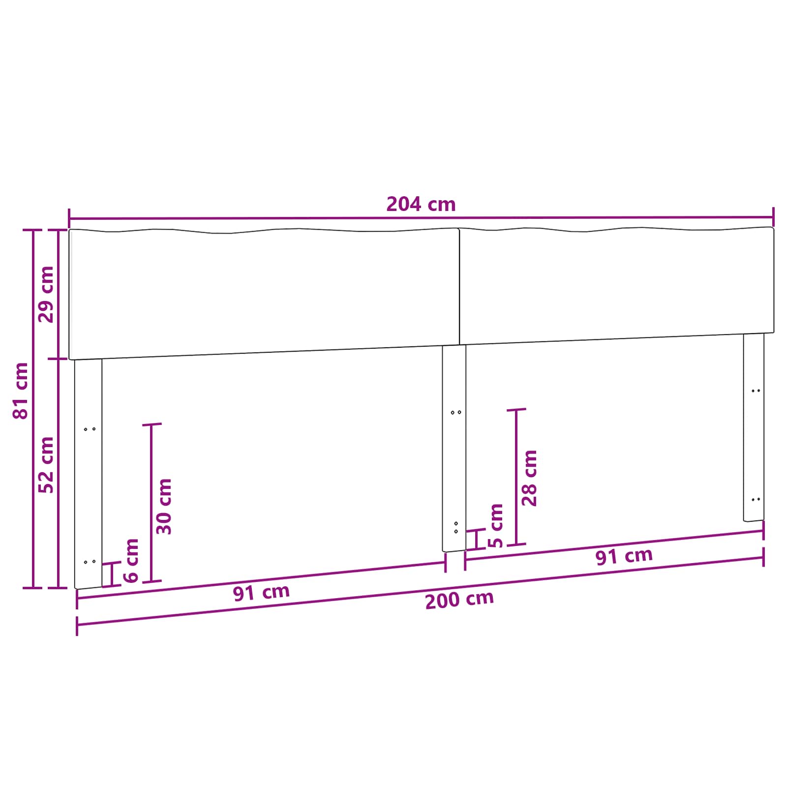 Luonnonreunainen sängynpääty ROSTOCK valkoinen 200 cm - Image 7