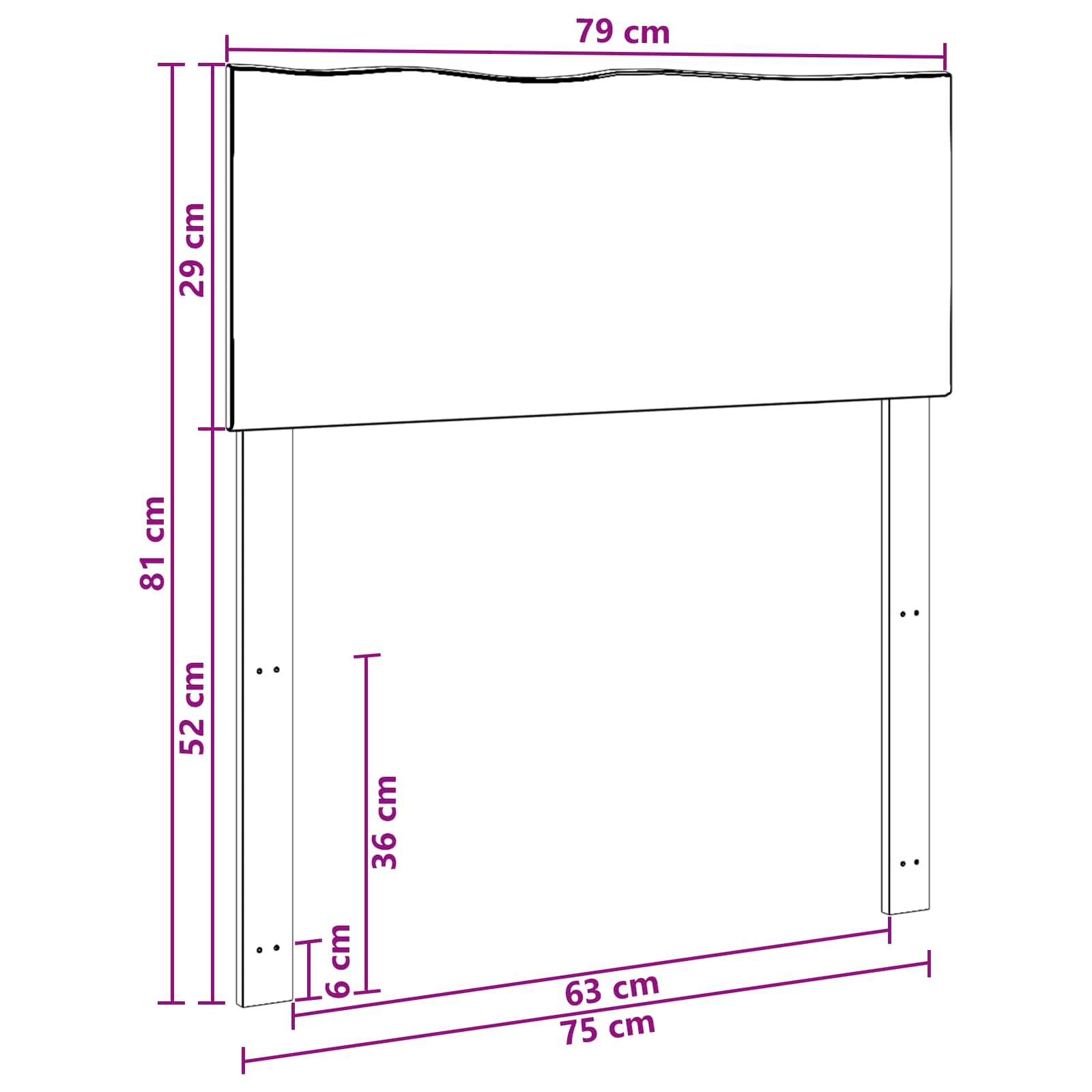 Luonnonreunainen sängynpääty ROSTOCK valkoinen 75 cm - Image 7