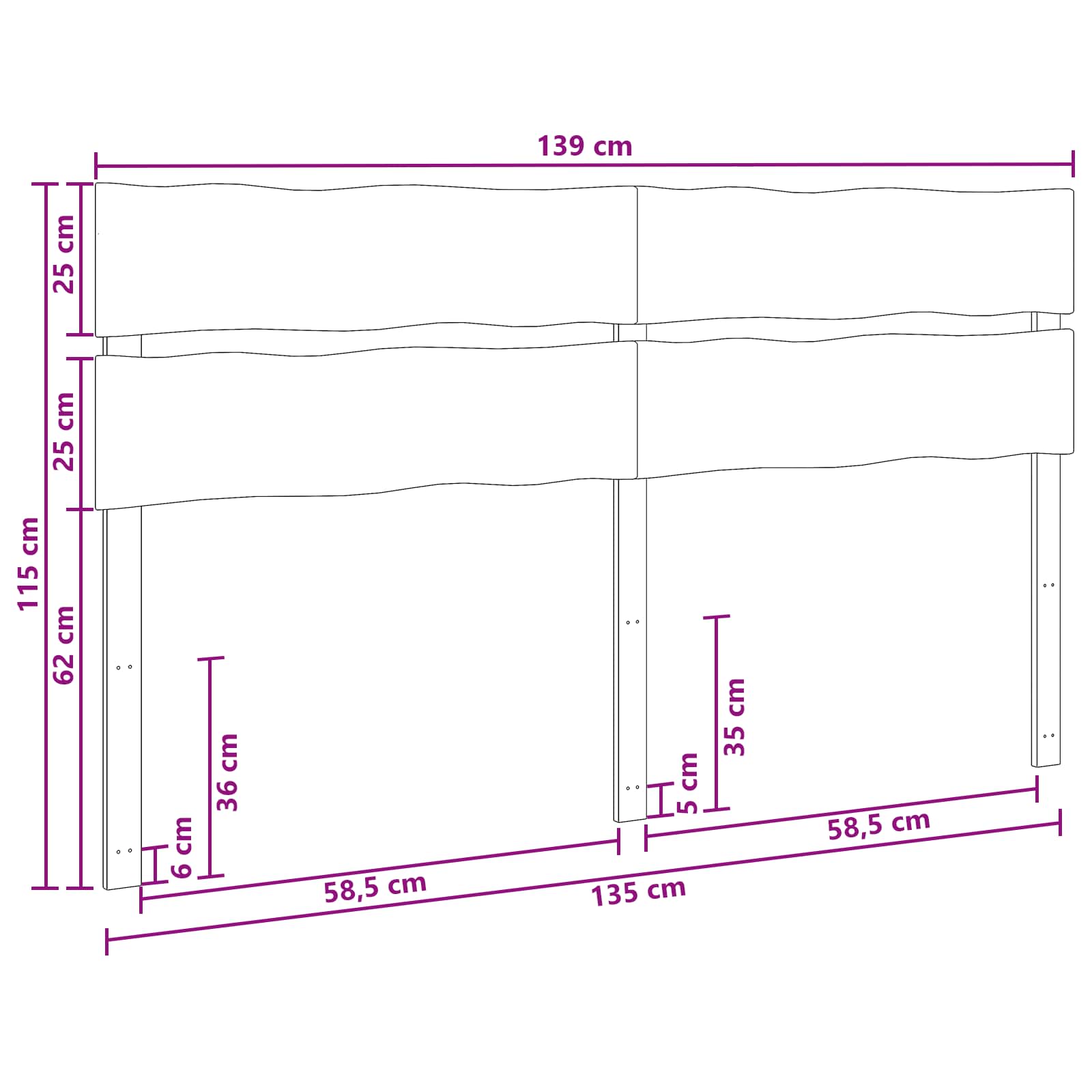 Live Edge Hoofdbord ROSTOCK Wit 135 cm Massief Acaciahout image 7