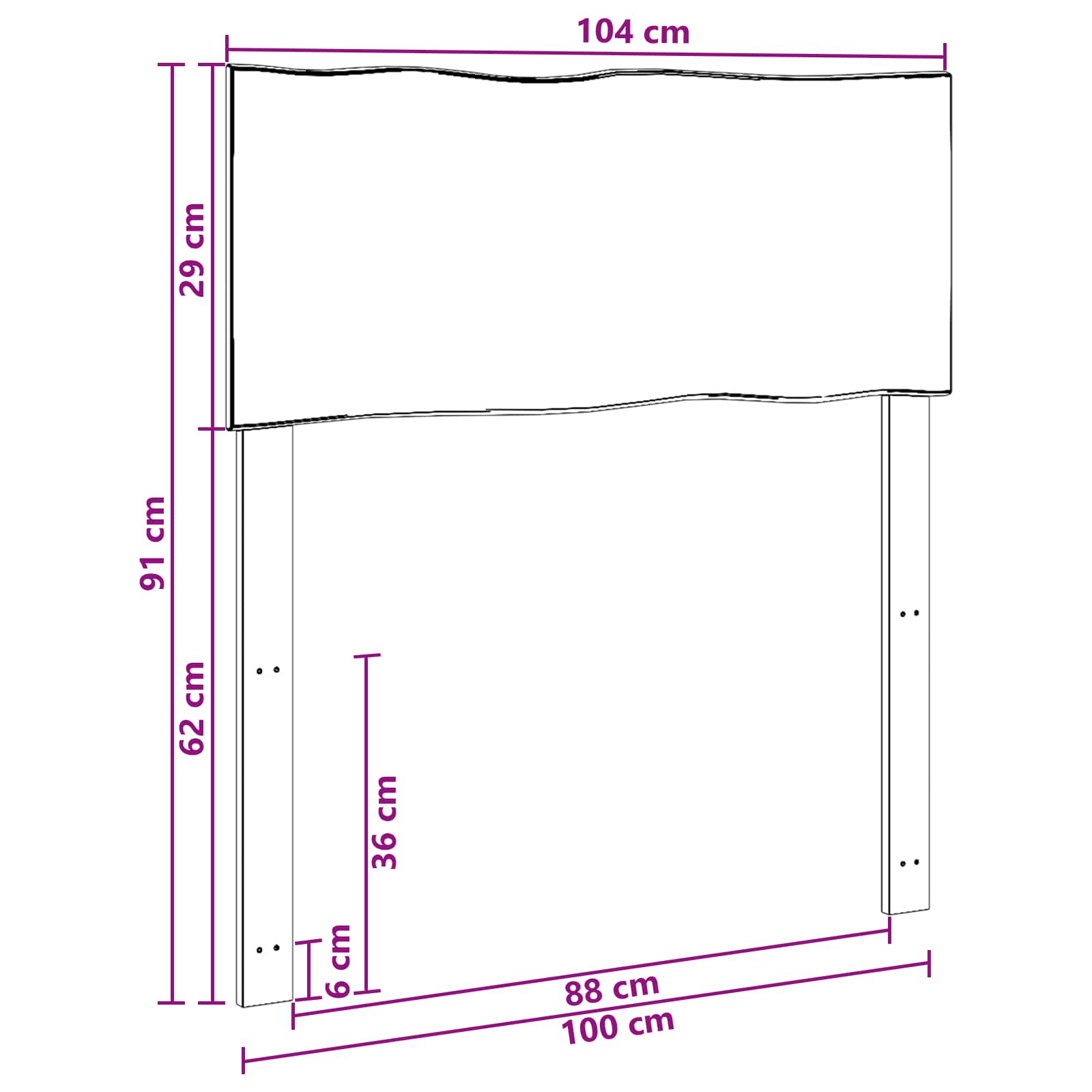 Live Edge Hoofdbord ROSTOCK Wit 100 cm Massief Acaciahout image 7