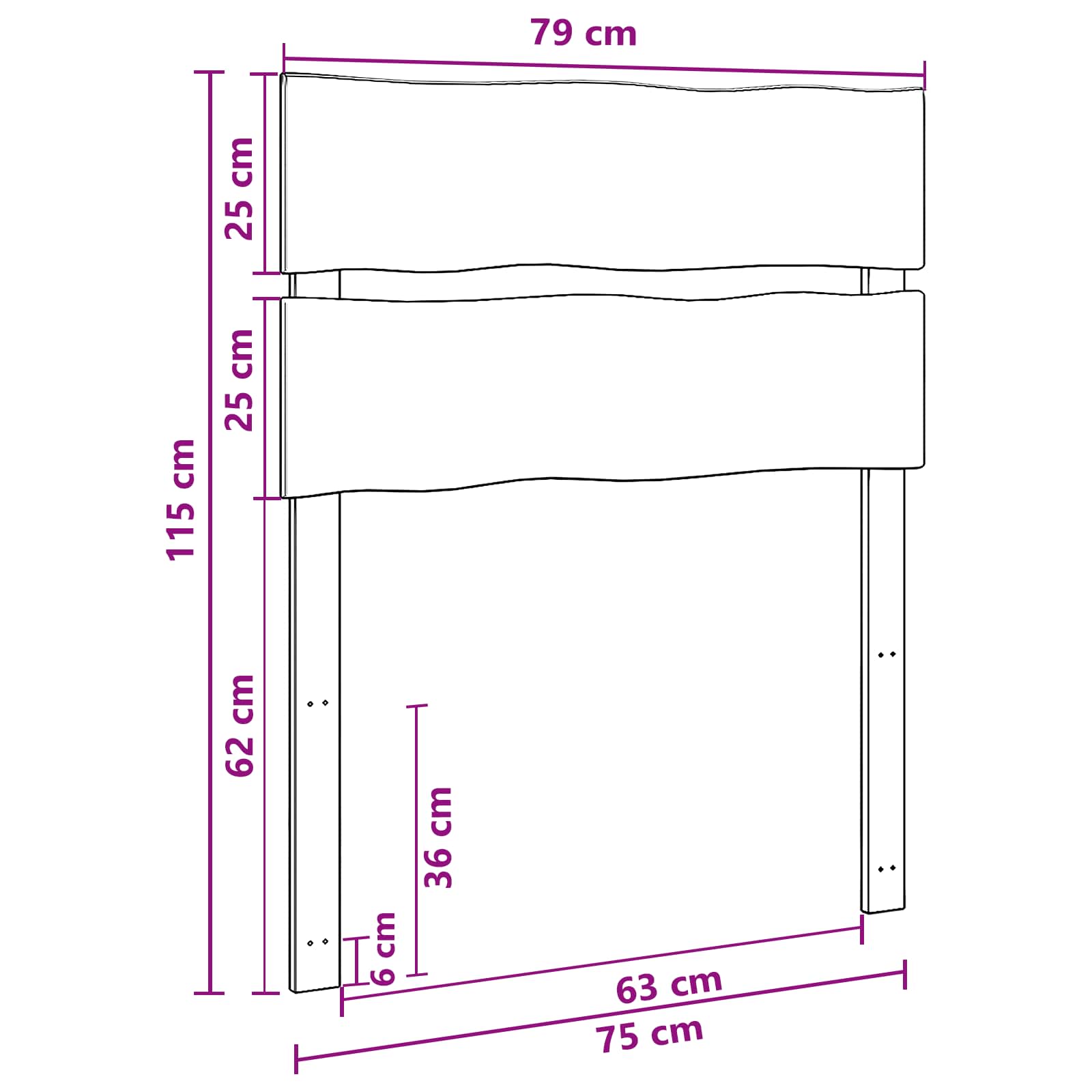 Live Edge Hoofdbord ROSTOCK Wit 75 cm Massief Acaciahout image 7