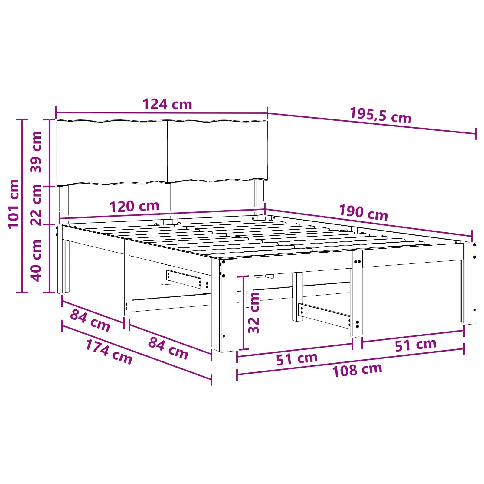 Parivuodekehys päädyn kanssa ROSTOCK valkoinen 4FT Small Double - Image 10