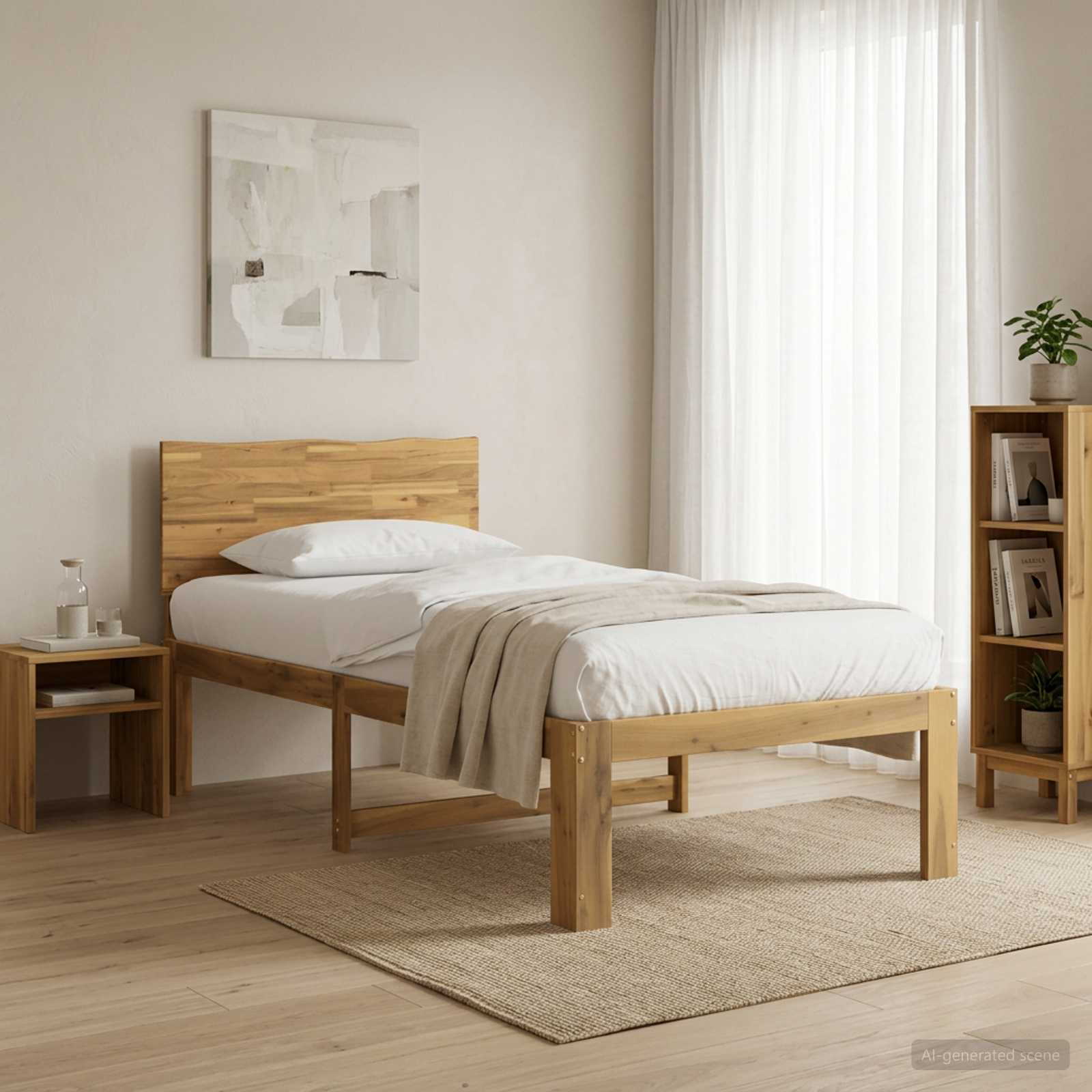 Yksittäinen sänky päätykehikolla ROSTOCK valkoinen 100 x 200 cm