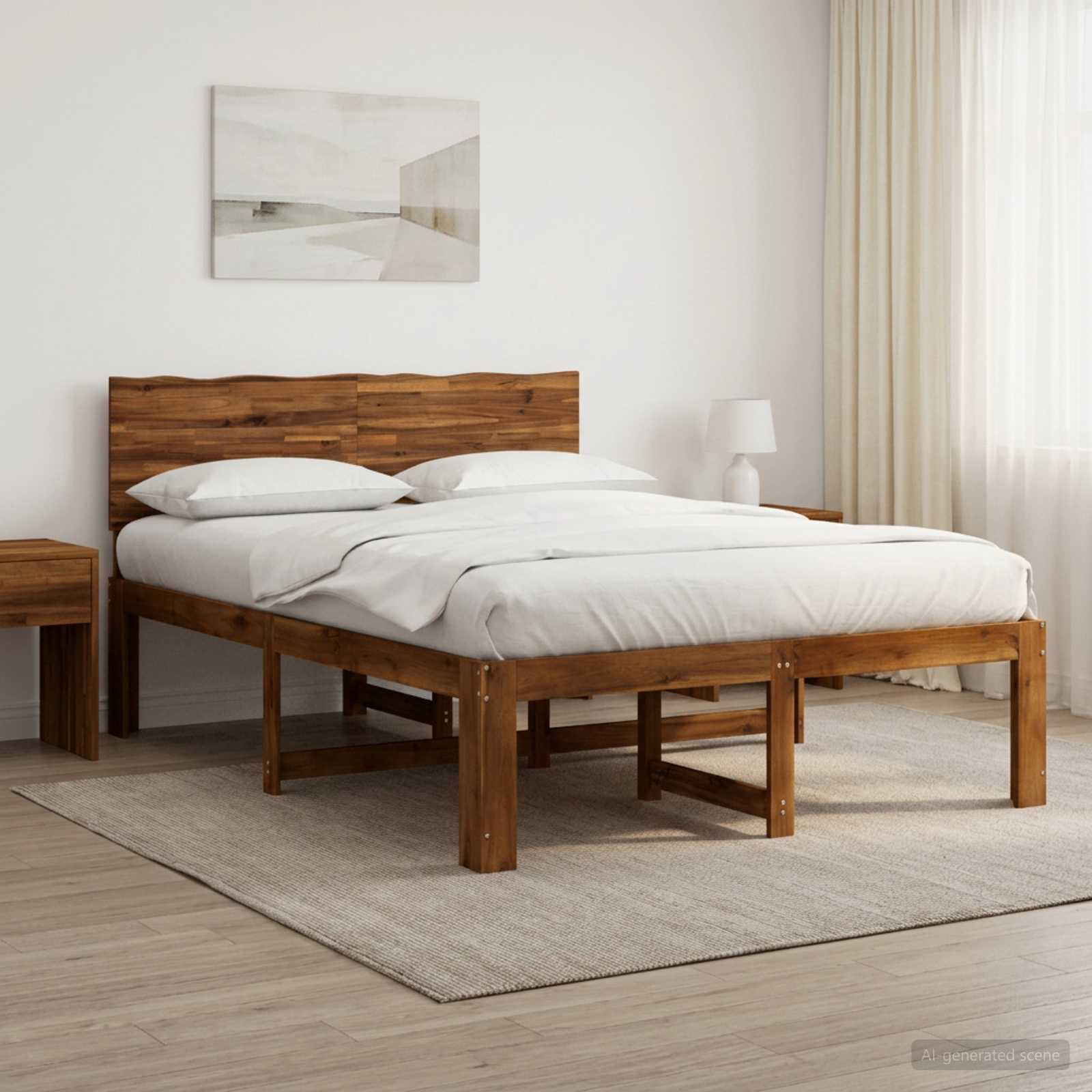 Parivuodekehys päädyn kanssa ROSTOCK Luonnollinen 120 x 200 cm
