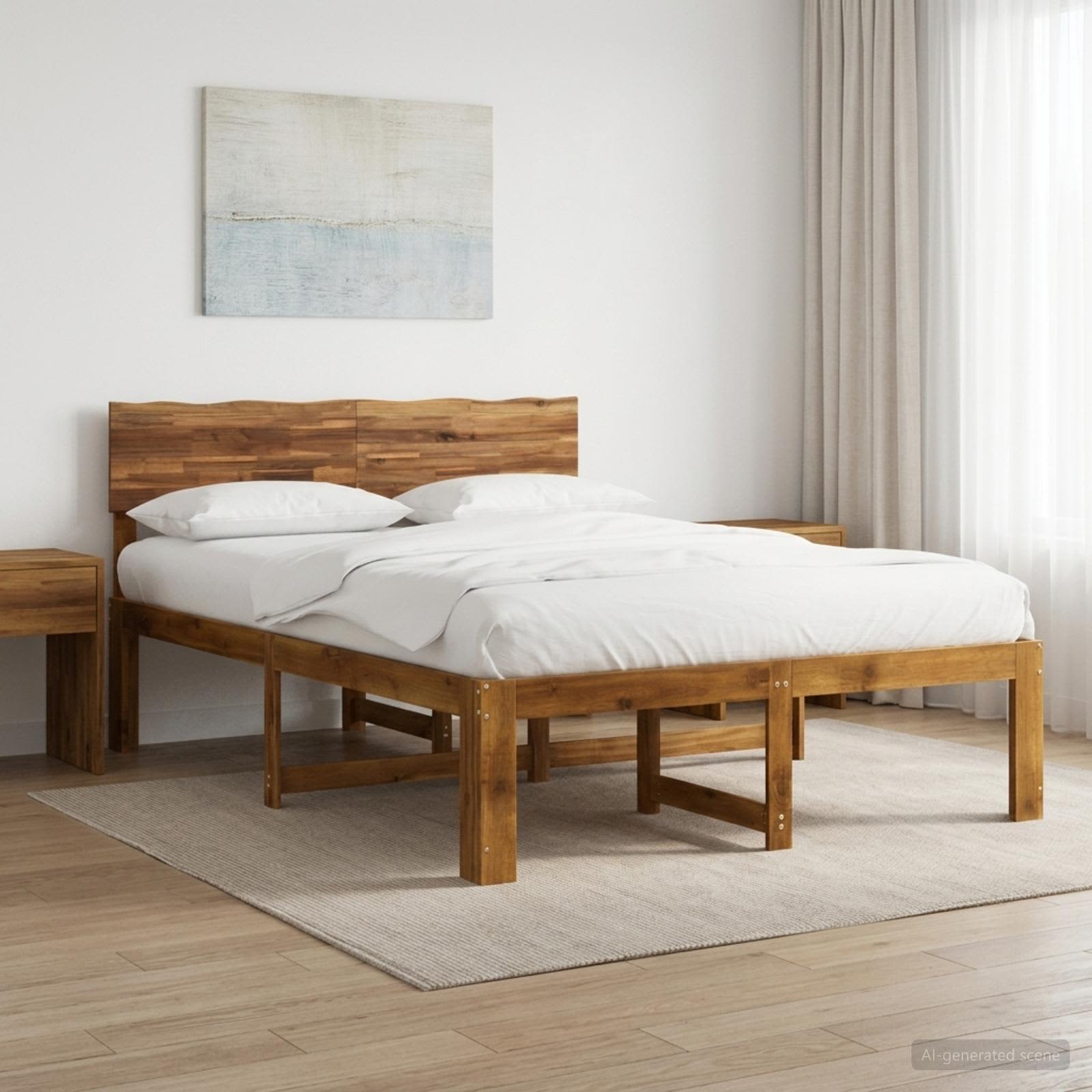 Parivuodekehys päädyn kanssa ROSTOCK Luonnollinen 137 x 190 cm