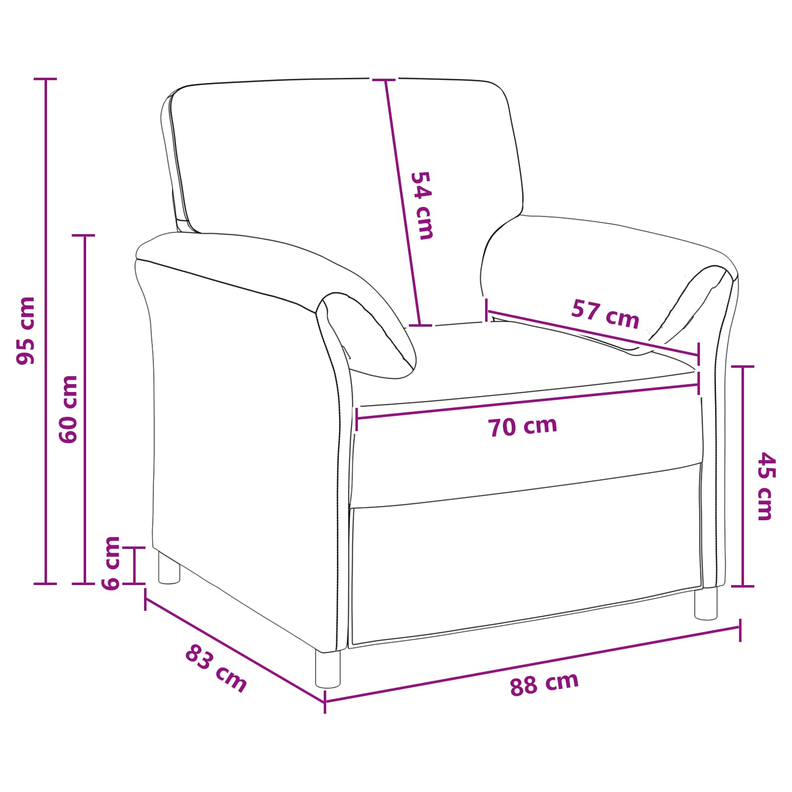 Enosobna sedežna garnitura Modra 88 x 83 x 95 cm Žamet - slika 8