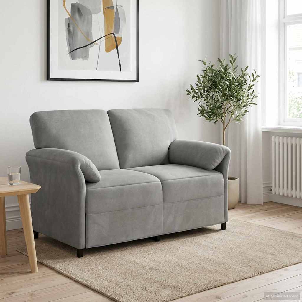 vidaXL Kavč za 2 osebi Svetlo siva 138 x 83 x 95 cm Žamet