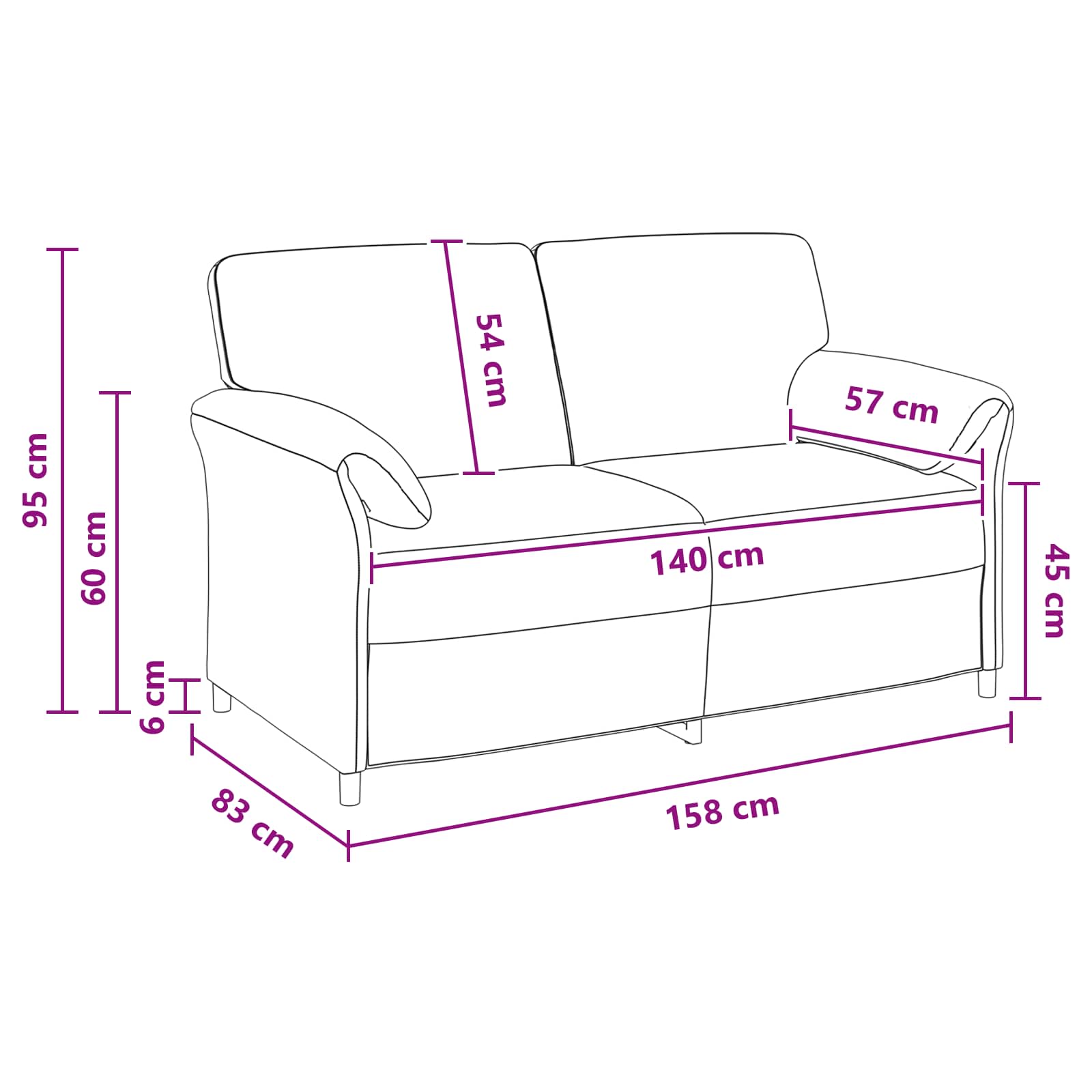 vidaXL Kavč za 2 osebi Svetlo zelena 158 x 83 x 95 cm Žamet - slika 8