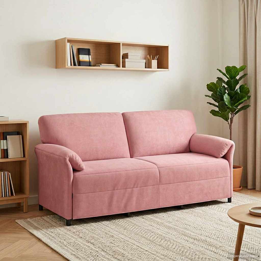 vidaXL Sofa cu 3 locuri Roz 198 x 83 x 95 cm Catifea