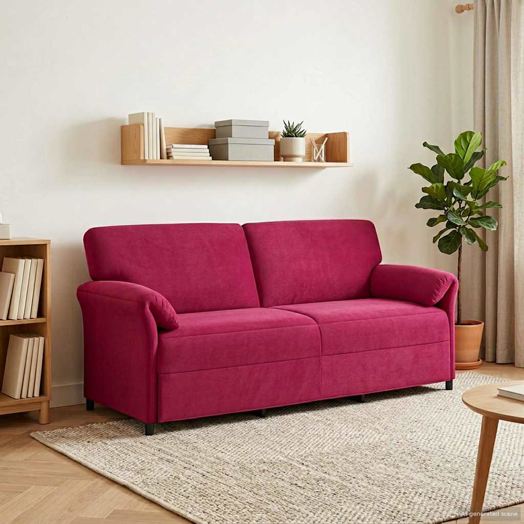 vidaXL Sofa cu 3 locuri Roșu Vin 198 x 83 x 95 cm Catifea